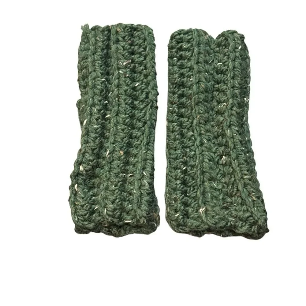 Handmade wool blend chunky fingerless mittens, gloves